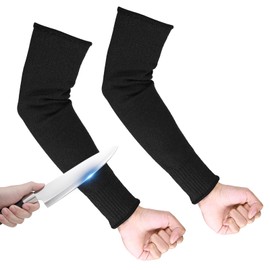 1 Paar Unterarmschutz Armsleeve 40cm Extra Lang Level 5 Schnittschutz Ärmel Schwarz Gestrickter Unterarm Bandage Armstulpen für Männer und Frauen Gartenarbeit Kochen Schweißen Schnitzarbeiten