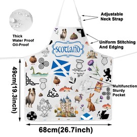 MYSOMY Scotland Kitchen Apron Scottish Highlander Apron Scottish Thistle Gifts Scottish Apron For Women Men (Scotland ap)