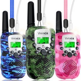 Vvinca Walkie Talkies for Kids Rechargeable, Long Range Walkie Talkie Toys for 3-12 Boys Girls Christmas Birthday Gifts, 2 Way Radio 22 CH VOX with Li-ion Battery Flashlight for Family Camping Hiking