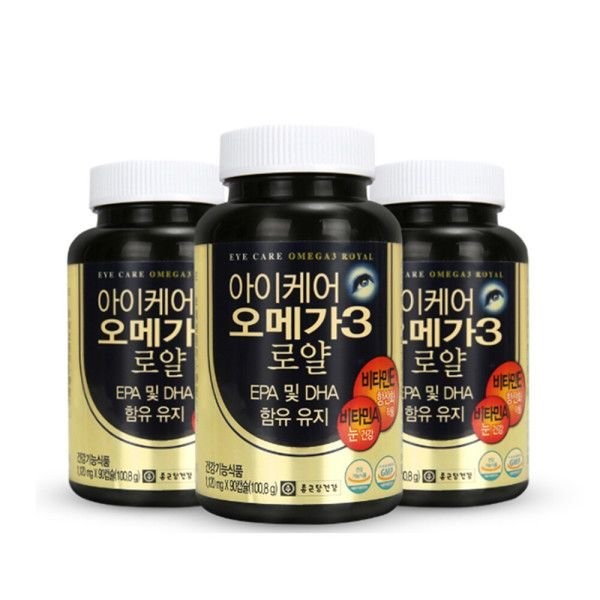 Eye Care Omega 3 Royal 3 bottles, 9 months total, Vitamin A blood circulation improvement, Chong Kun Dang Health Multicare Omega 3 Premium, 6 months supply / 아이케어 오메가3로얄 3개월 3병 총 9개월 비타민A 혈행개선, 종근당건강 멀티케어 오메가3 프리미엄 6개월분