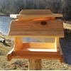 14 Inch Cedar Wood Post Mount Bird Feeder for Outdoors
