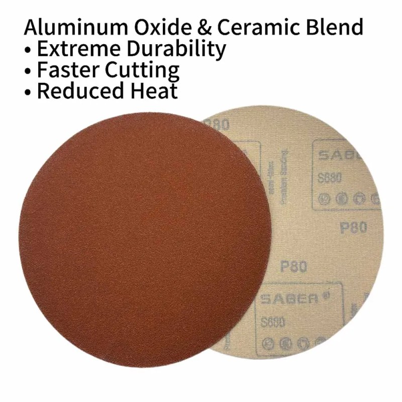 9" 225mm Ceramic Orange Sanding Discs Hook & Loop Backing