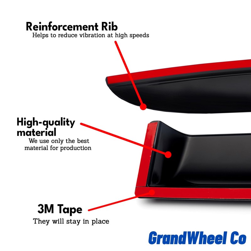 Window Deflectors Smoke Tinted Tape-On Side Window Vent Visor Deflectors