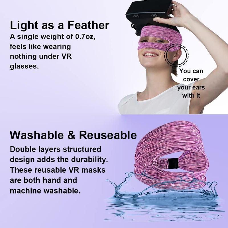 Abnaok 5 Pack VR Eye Mask, Adjustable Breathable VR Sweat