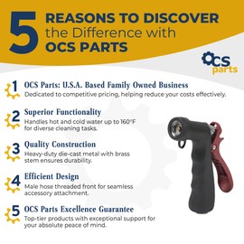 Industrial Nozzle - Heavy-Duty Hot or Cold Water Hose Nozzle, Enhanced Comfort & Durability (RedBlack)