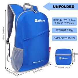 ZOMAKE Ultralight Foldable Backpack, 20 L, Small Backpacks, Waterproof Hiking Backpack, Packable Backpack for Women and Men, Outdoor Hiking