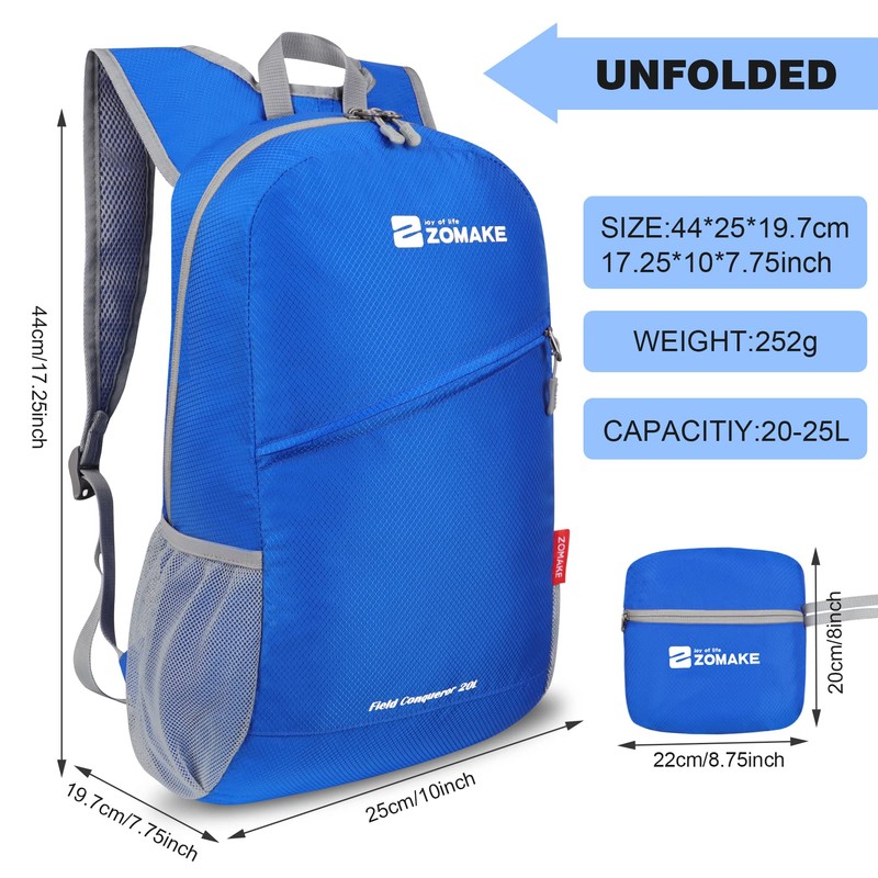 ZOMAKE Ultralight Foldable Backpack, 20 L, Small Backpacks, Waterproof Hiking