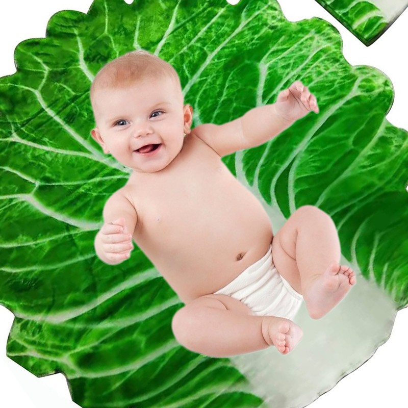 Baby Blanket with Hat Simulation Cabbage Flannel Baby Blanket Nap