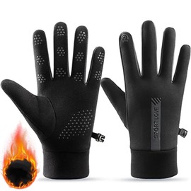 DILUSILK Mens Winter Gloves, Womens Winter Thermal Warm Gloves, Touch Screen Anti-slip Lightweight Gloves Liners for Cycling Biking Sporting Driving (Black)