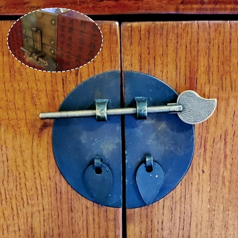 dophee Brass Retro Leaf Lock 11Cm Key Latch For Drawer