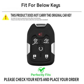 OVIOBOER For Chevy GMC Key Fob Cover with Keychain, White Soft TPU Key Case Shell Full Protection for Chevy Suburban Tahoe 2015 2016 2017 2018 2019 2020 GMC Yukon Smart Remote Key (For Chevy/Gmc E)