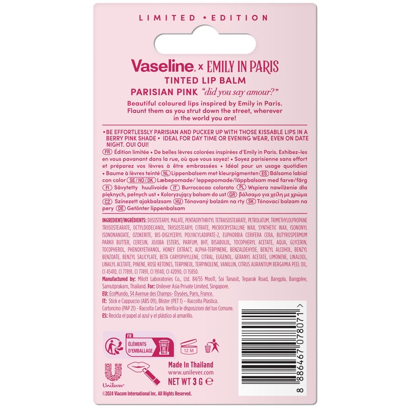 Vaseline x Emily in Paris Parisian Pink Moisturising Lip Balm