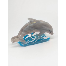 Sea Creature Shape Hair Claw Clip，Funny Dolphin Shape Acetate Hair Clip，Cute Hair accessories ，Big Claw Barrettes For Women. (Dolphin-white gray)