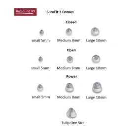 ReSound Large Open Domes For Resound / Jabra Enhance Surefit 3 Receivers. 10 Dome bag.