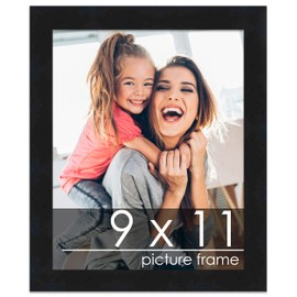 9x11 Frame Black Solid Wood Picture Frame - UV Acrylic, Foam Board Backing & Hanging Hardware Included