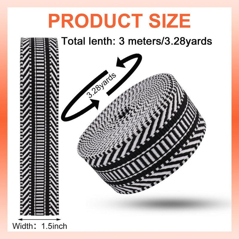 3 Rolls 1.5 inch Webbing Nylon Webbing Ribbon Heavy Duty