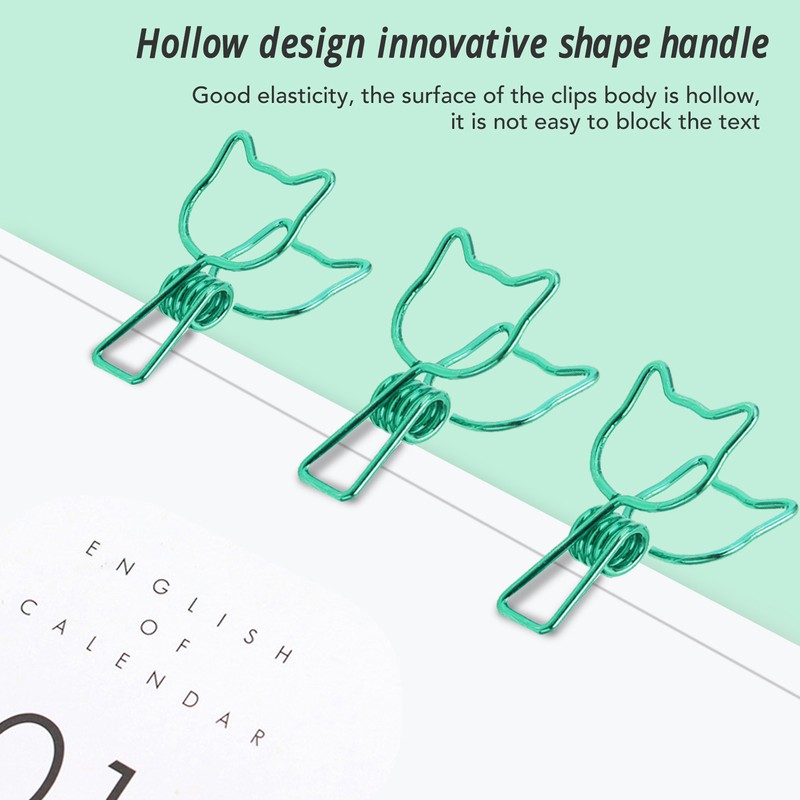100Pcs Kitten Binder Clips Cute Animal Style Strong Clamping Hollow