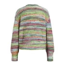 JJXX Women's Jxsimone Space Dye Crew Neck Knit Noos Pullover, Limeade/Stripes:/6 Multi Space Dye