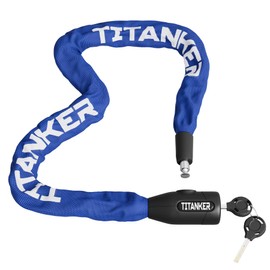 Titanker Bike Lock, 3.3 Feet Heavy Duty Anti-Theft Chain With Key - 8mm Thick Security Lock for Bicycle, Motorcycle, Door, Gate, Fence, Grill (Blue)