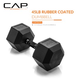 CAP Barbell 45 LB Coated Hex Dumbbell Weight with Black Handle