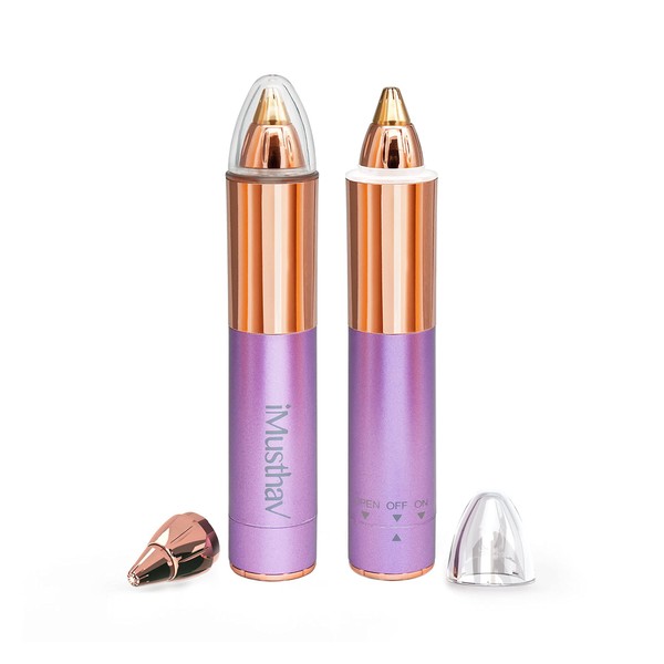 iMusthav Brow Balancing Bliss, Your Pocket Perfection Mini Eyebrow Remover for Women | 18K Gold-Plated Hypoallergenic Precision Pencil-tip | 360-degree LED Light | Compact Design | (Amethyst)