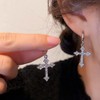 Fashion CZ Cross Dangle Earrings for Women Girls Hypoallergenic Crystal