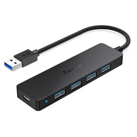 Aceele 5-Port USB 3.0 Ultra Slim Data Hub, USB Hub 3.0 Splitter with Power Port, 5Gbps for MacBook, Mac Pro/Mini, iMac, Surface Pro, XPS, Notebook PC, USB Flash Drives, Mobile HDD, and More
