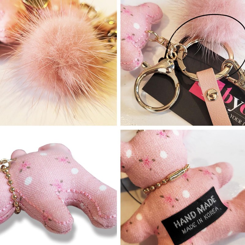 byDream Bear Key Chain, Bear Bag Charm, Plush Bear Keychain,