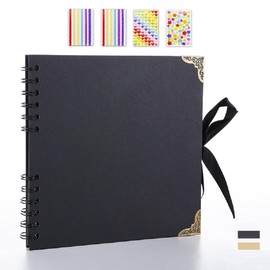 MuChoney DIY Photo Album 20.5 x 20.5 cm 60 Pages Square Vintage Scrapbook Album Craft Paper Kraft Paper Album for Family Valentine's Day Birthday Anniversary Gift