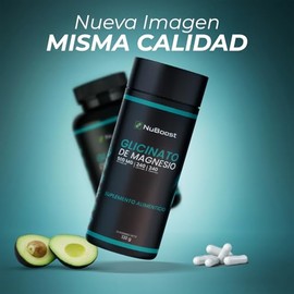 Nuboost Glicinato de Magnesio 500 mg - 240 Cápsulas - Magnesio Alta Absorción - Hecho en USA, Certificado GMP y Sin OMG