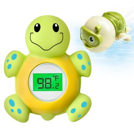 Pircaath Baby Bath Thermometer & Swimming Turtle Floating Bath Toys, BPA-Free Bath Thermometer Baby Safety, Backlit Display Bathtub Thermometer Baby Water Thermometer, Bath Temperature Toy for Infant