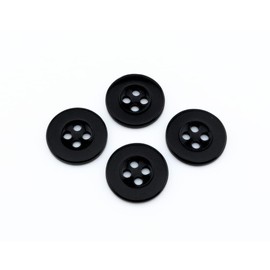 (Pack of 30) 15mm Black Buttons - 4 Hole Small Round Plastic Buttons