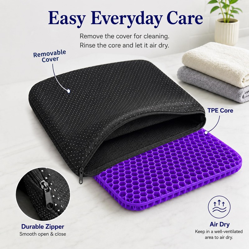 Purple Gel Honeycomb Slim 0.8 Seat Cushion for Office Chair,