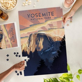 Lantern Press 1000 Piece Jigsaw Puzzle, Yosemite National Park, California, Litho, Half Dome