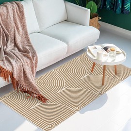 Tiffasea Washable Kitchen Rug 2'x4', Bathroom Runner Rug, Cotton Woven Entryway Rug Modern Area Rug Bedroom Runner Front Door Mat Indoor Outdoor Rugs for Laundry/Living Room