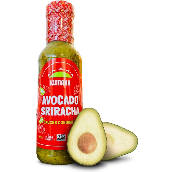 Kumana Avocado Sriracha. A Keto Friendly Hot Sauce made with Ripe Avocados, Jalapeño Chili Peppers and Mango. Ketogenic and Paleo. Gluten Free, No Added Sugar and Low Carb. 13.1 Ounce Squeeze Bottle.