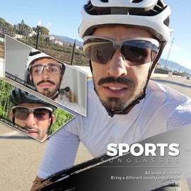 SCVCN Photochromic Sport Sunglasses Cycling Clear Glasses Men Women UV400 Protection MTB BMX Fishing Running Riding Golf Driving Bike Softball Baseball 10