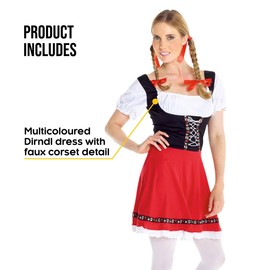 Morph Dirndl Mujer Oktoberfest, Disfraz Tirolesa Mujer, Traje Oktoberfest Mujer, Vestido Oktoberfest Mujer, Disfraz Mujer Carnaval Talla L