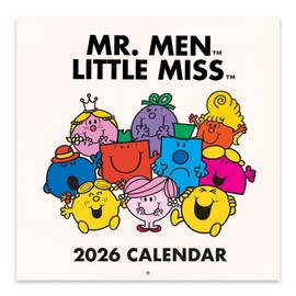 Orange Circle Studio Wall Calendar 2025-26, Mr. Men Little Miss, Large Monthly Planner, Hanging Organizer, Cute for Home Office, Classroom, School, Family Calendar, Easy Planning, 12” x 12”