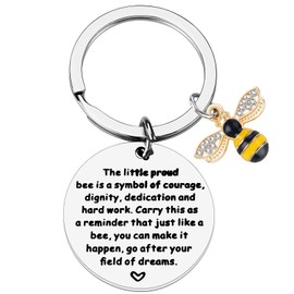 Bee Keychain Bee Inspirational Keyring for Women Men Bee Keychain for Teachers Students Graduation Jewelry Motivational Gifts for Friends Family Members Colleagues Leaving Birthday Christmas Keyring