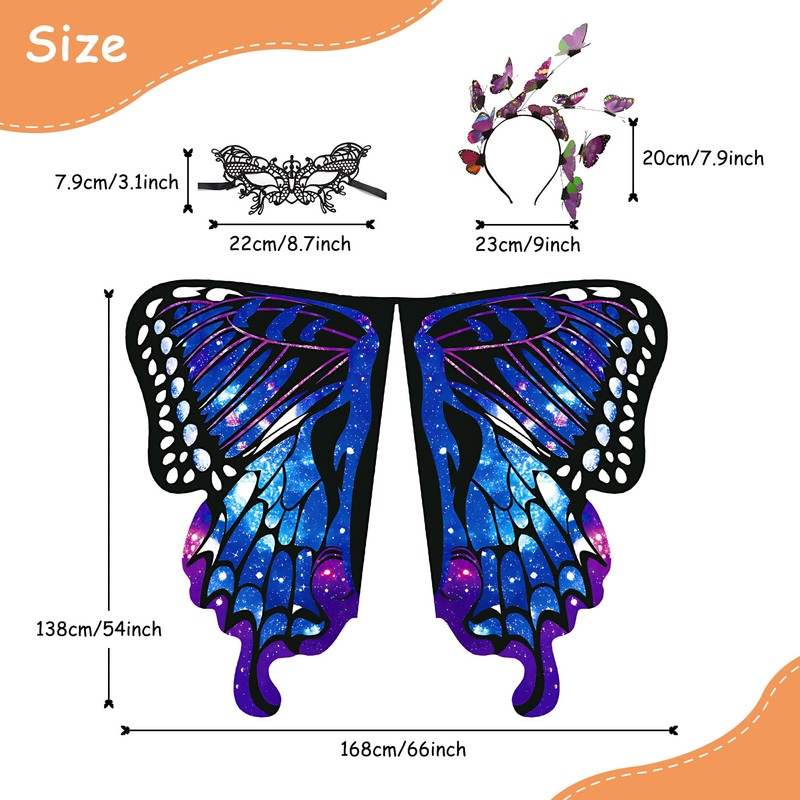 Sundonix Butterfly Wings Fairy Costume Adult - Monarch Moth Wings