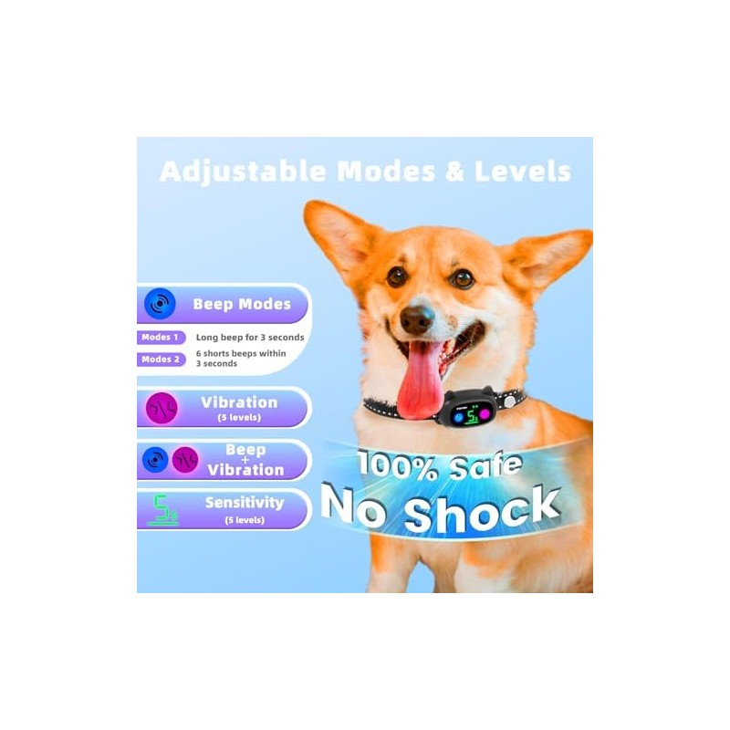 Bark Collar Rechargeable Smart Dog Barking Collar Anti Bark Training