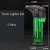 Taughch 5 Pack Butane Torch Lighter Set,Candle Lighter Refillable, Windproof,Jet
