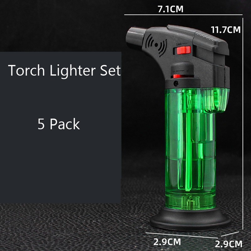 Taughch 5 Pack Butane Torch Lighter Set,Candle Lighter Refillable, Windproof,Jet