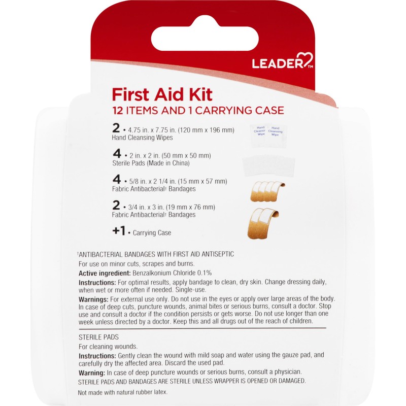 Leader First Aid Kit, 12 Items, Pack-and-Go Convenience (Pack of