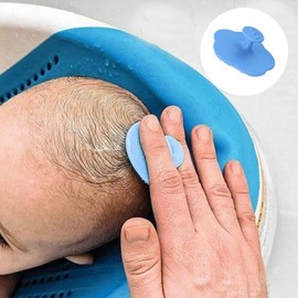 2 Stück Milchschorf Kamm, Milchschorf Baby Entfernen Bürste, Silikon Schorfkamm Baby, Plastik Babybürste, Baby Haarbürste für Neugeborene (Blau)