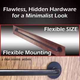 Sash Curtain Rod for French Doors, 16-28 Inch Adjustable, 3/8" Diameter, Screw-Mount Preferred (Stronger than Adhesive) or 3M Tape, Hidden Hardware, Fits Metal/Glass/Wood Doors, Set of 2 - Black