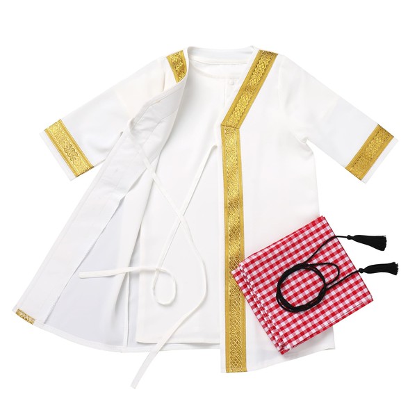 Muslim Clothes for Baby Boy Arabian Robe Red Plaid Turban