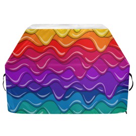 Premium Grill Cover Waterproof Bright Rainbow Wave Barbecue Cover Fade Resistant BBQ Cover Heavy Duty Fits Grill Widths Up to 25 in