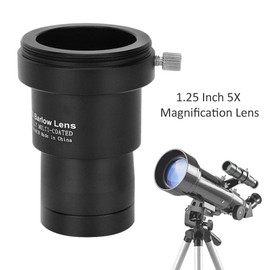 Lente Barlow 5X de 1.25 Pulgadas, Lente de Aumento 5X de Revestimiento múltiple con Rosca T2/M35x1mm para Astronomía Ocular con telescopio astronómico estándar